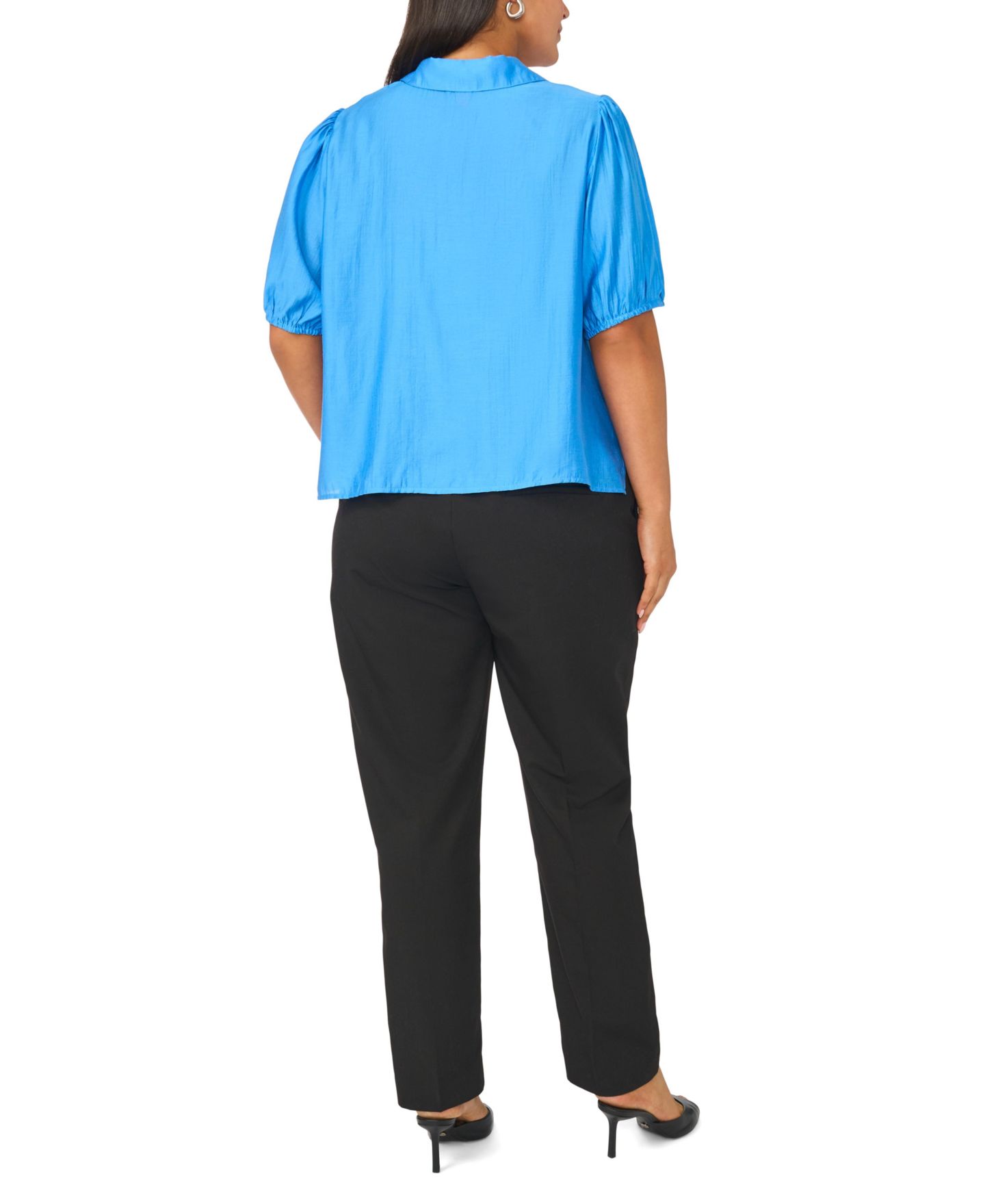 Женская блузка Vince Camuto Plus Size Puff-Sleeve Work Blouse, цвет: Синий — фото 5