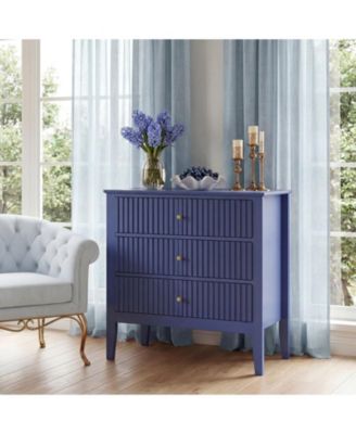 32" Fluted 3-Drawer Nightstand with Charging Station