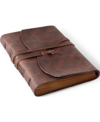 Genuine Leather Journal Lined Paper Flat Lay Writing Notebook For Travel Work Gift