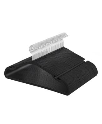 Heavy-Duty Plastic Coat Hangers 50 Pack, Space-Saving with Non-Slip Notches, 16.4 x 0.2 x 8.4 inches