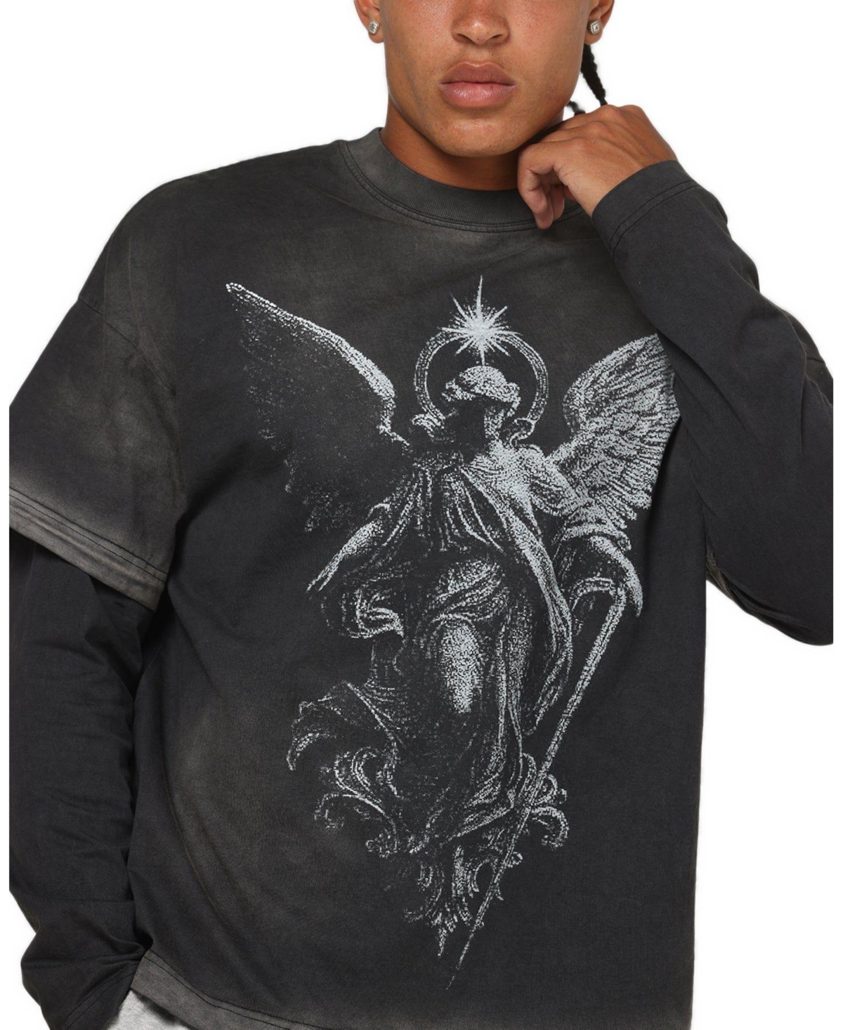 Saint Morta Men's Celestial Oversized Long-Sleeve Graphic T-Shirt