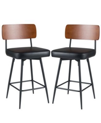 27 inch Padded Counter Barstools Set of 2 with Metal Legs