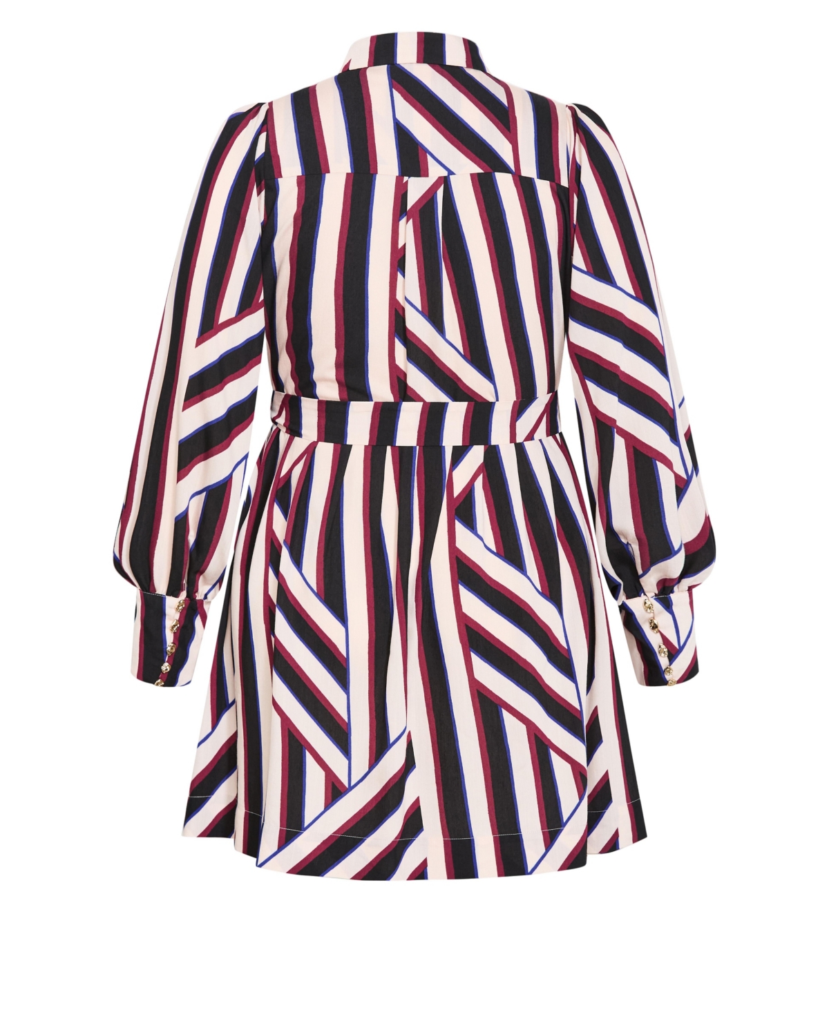 City Chic Plus Timeless Stripe Long-Sleeve Mini Shirt Dress