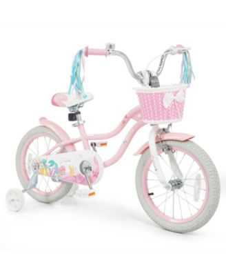 16 Inch Mermaid Kids Bike with Training Wheels, 110 lbs Capacity, Ages 4-7