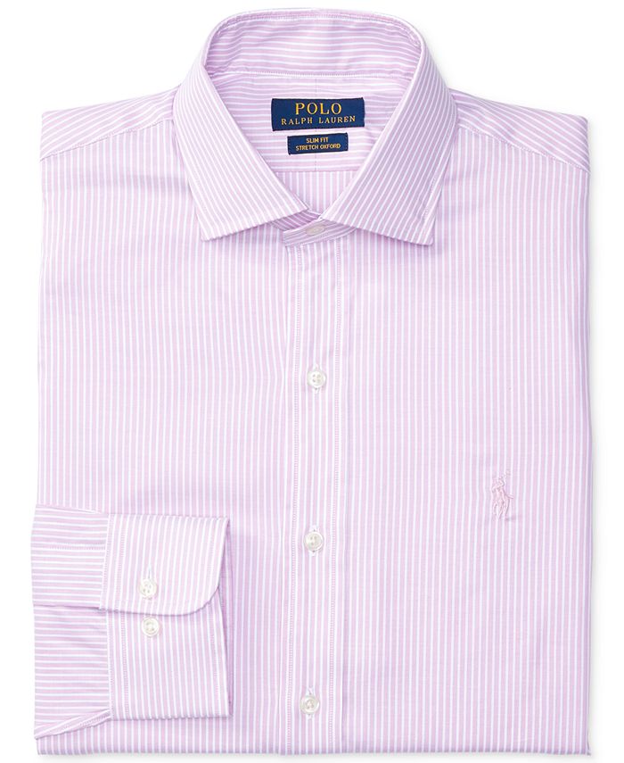 Polo Ralph Lauren Men's Slim-Fit Stretch Pink Striped Dress Shirt - Macy's