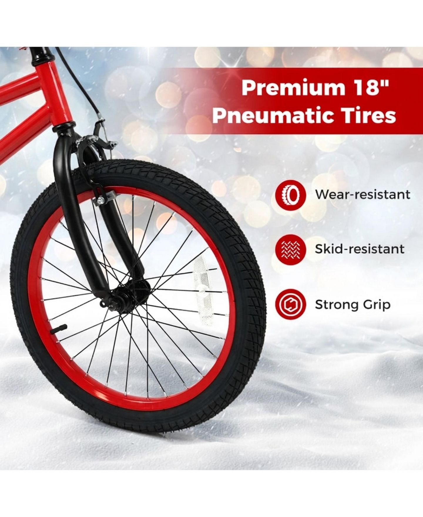 Детская игрушка SUGIFT 18 Inch Holiday Edition Kids Bike with Built-in Music and Triple Brakes, Ages 4-8, цвет: Красный — фото 8