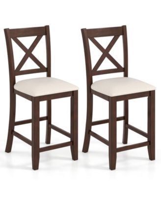 Modern Farmhouse Counter Height Stools with Footrest and Cushion
