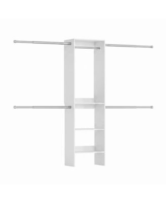 Closet System, Customizable Walk-In Wardrobe Organizer, with Adjustable Rails and Drawers, Fits 4-9.6 feet Spaces