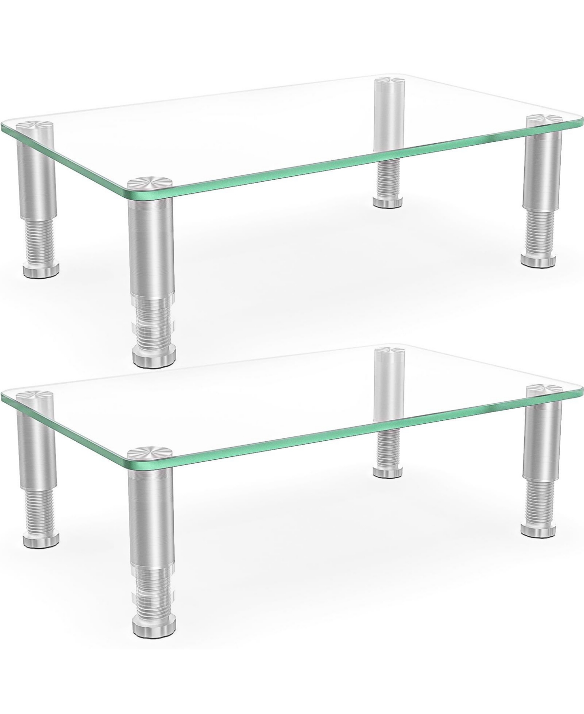 Lofree Height Adjustable Ergonomic Tempered Glass Monitor Stand Riser for Monitors and Laptops, 2-Pack - Clear