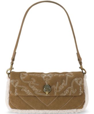 Small Pickle Suede Shearling Trim Shoulder Bag