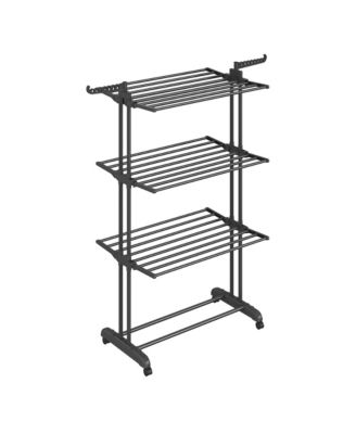 Clothes Drying Rack, 4-Tier, Foldable, with Wheels