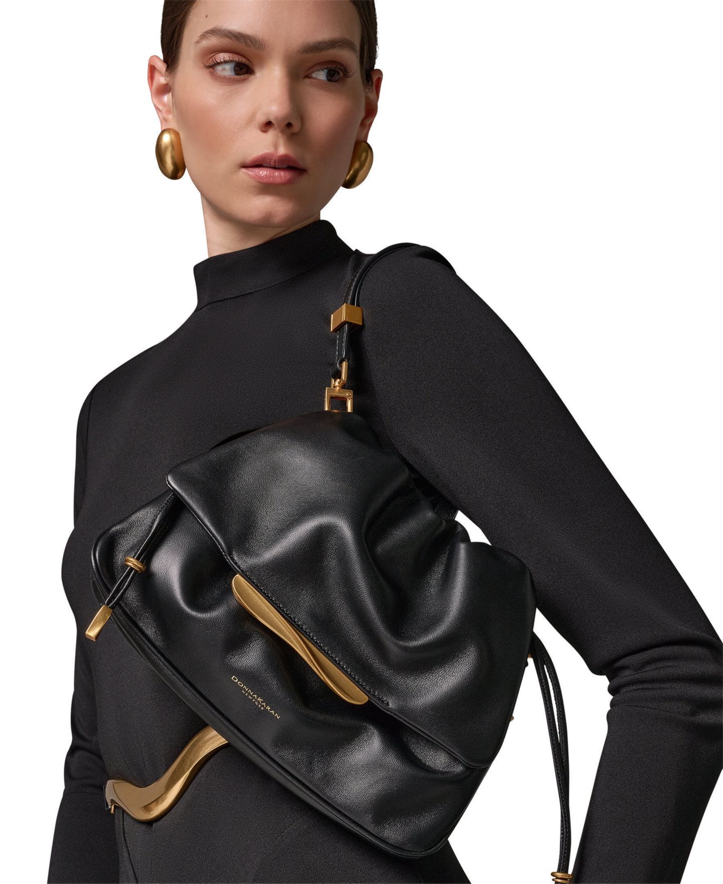 Женская сумка Donna Karan New York Mohair Shoulder, цвет: Чёрный / Золотой — фото 8