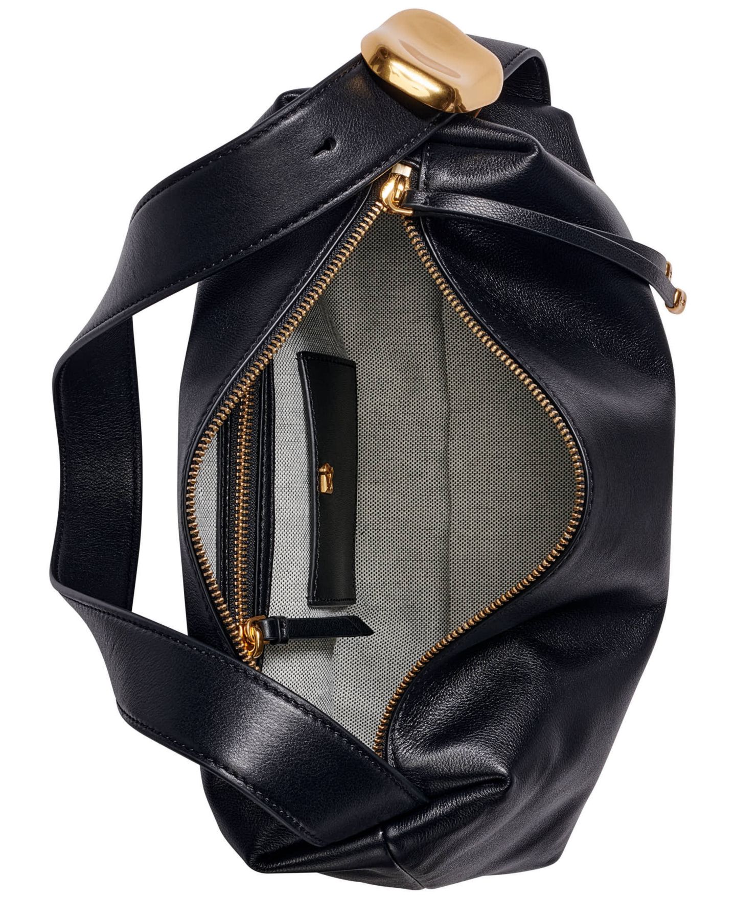 Женская сумка Donna Karan New York Heather Leather Medium Shoulder Handbag, цвет: Чёрный / Золотой — фото 4