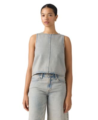 Women's Fitted Cropped Denim Tank