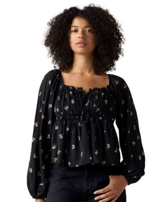 Women's Oraya Front-Tie Floral-Print Scoop Neck Blouse