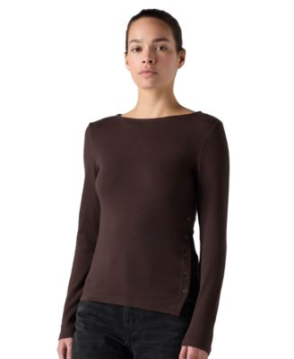 Women's Allie Boatneck Long-Sleeve Asymmetrical T-Shirt