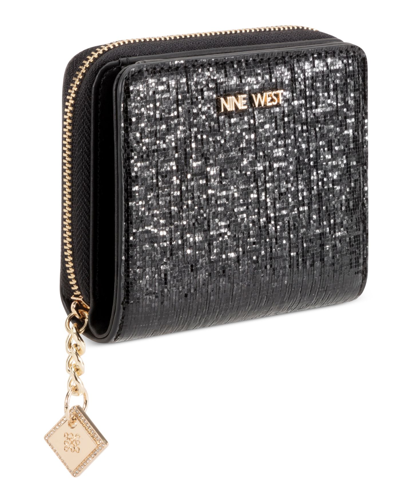 Женский кошелёк Nine West Kristina Metallic Zip Around Wallet, цвет: Чёрный — фото 3