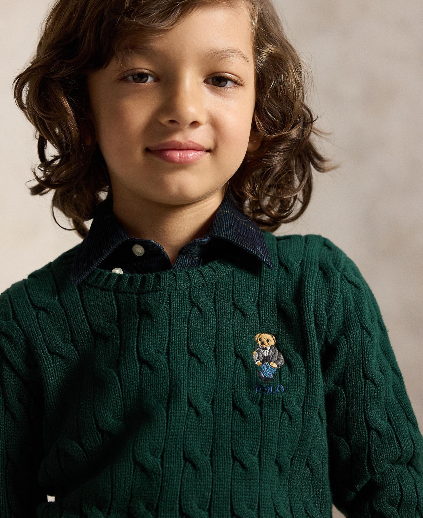 Свитер Polo Ralph Lauren Polo Bear Cable-Knit Crewneck Sweater для мальчиков, цвет: Зелёный — фото 3