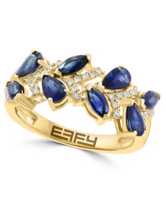 Sapphire and Diamond Ring (1/5 ct. t.w. Diamond, 1-1/7 ct. t.w. Sapphire) in 14k Yellow Gold