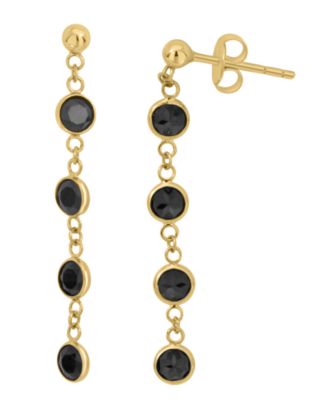 Round Onyx Earrings (4mm) in 14k Yellow Gold