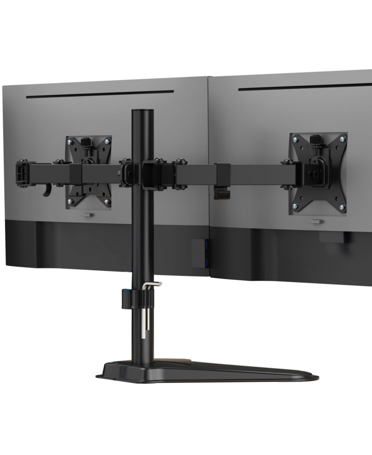 Lofree Height-Adjustable Free-Standing Dual Monitor Desk Stand for Vesa Compatible Monitors - Black