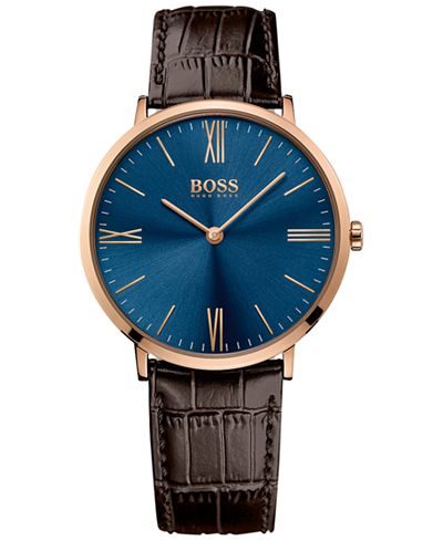 BOSS Hugo Boss Men's Jackson Brown Leather Strap Watch 40mm 1513458