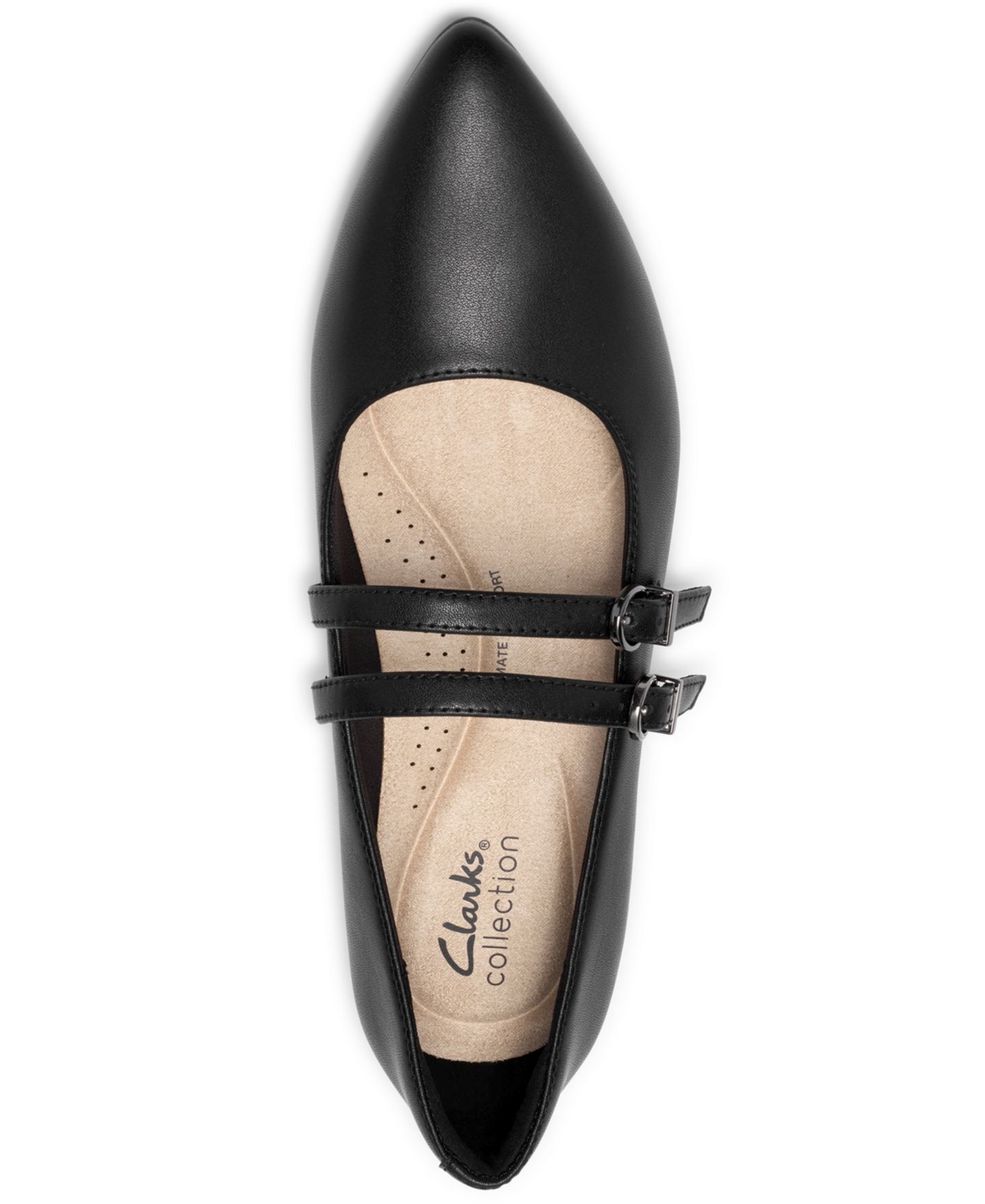 Женские балетки Clarks Natalyn Jane Mary Jane с острым носом, цвет: Чёрный кожаный — фото 4