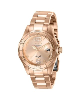Women's Water-Resistant Quartz Angel 3 Hand Rose Gold-Tone Stainless Steel Watch, 38mm