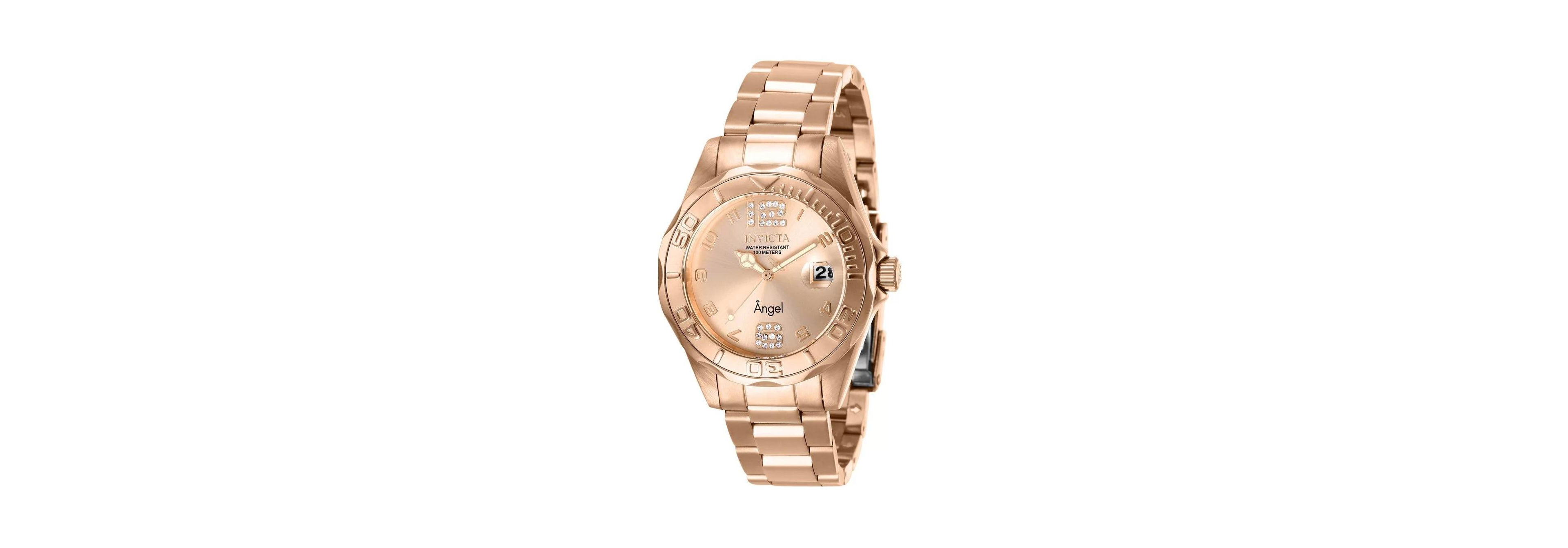 Invicta Women's Water-Resistant Quartz Angel 3 Hand Rose Gold-Tone Stainless Steel Watch, 38mm