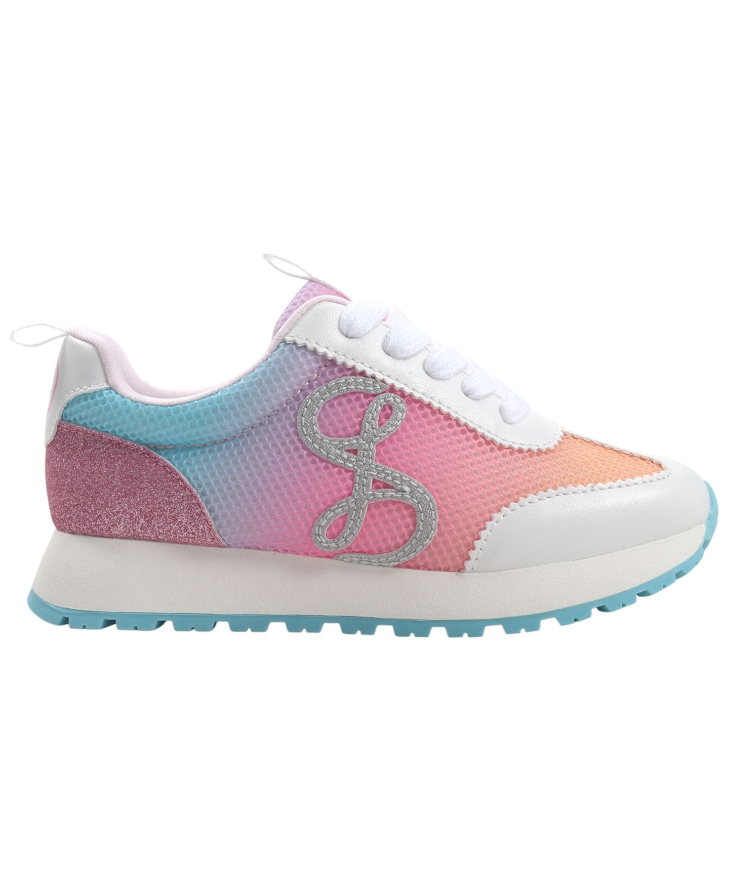Кроссовки Sam & Libby Rosa Wide Glitter Logo Lace-Up для девочек, цвет: Белый / Синий — фото 2