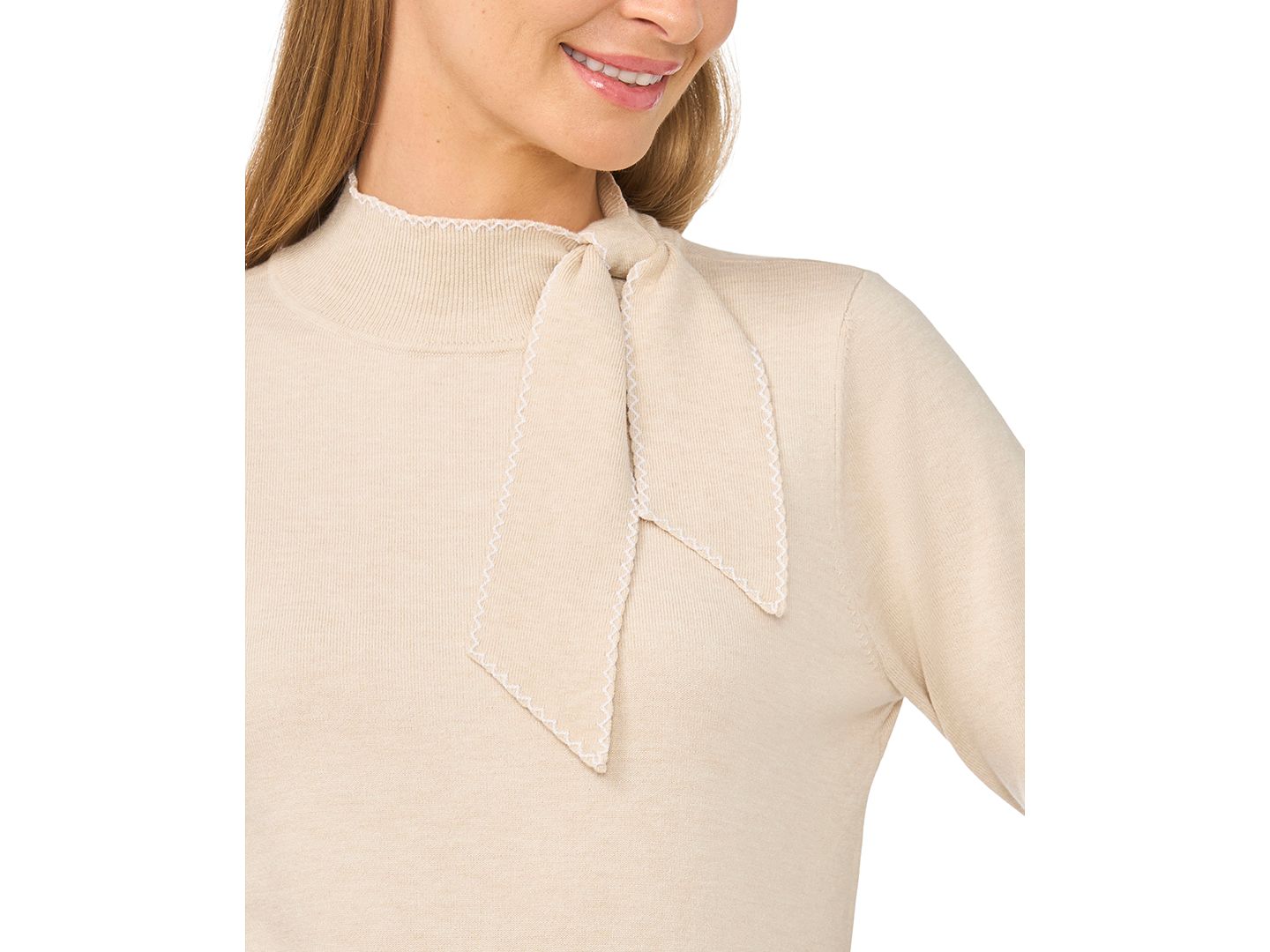 Женский свитер CeCe Scarf Tie Neck, цвет: Тёмно-синий — фото 6
