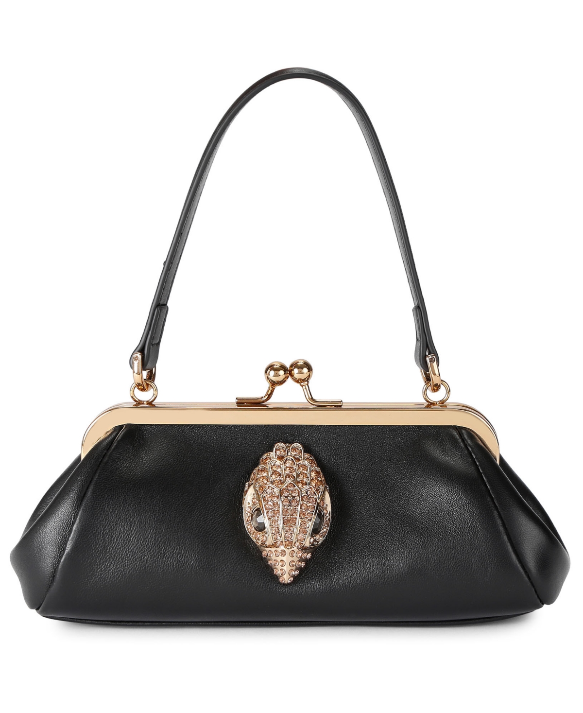 Kurt Geiger Kensington Small Leather Kiss-lock Shoulder Handbag In Black
