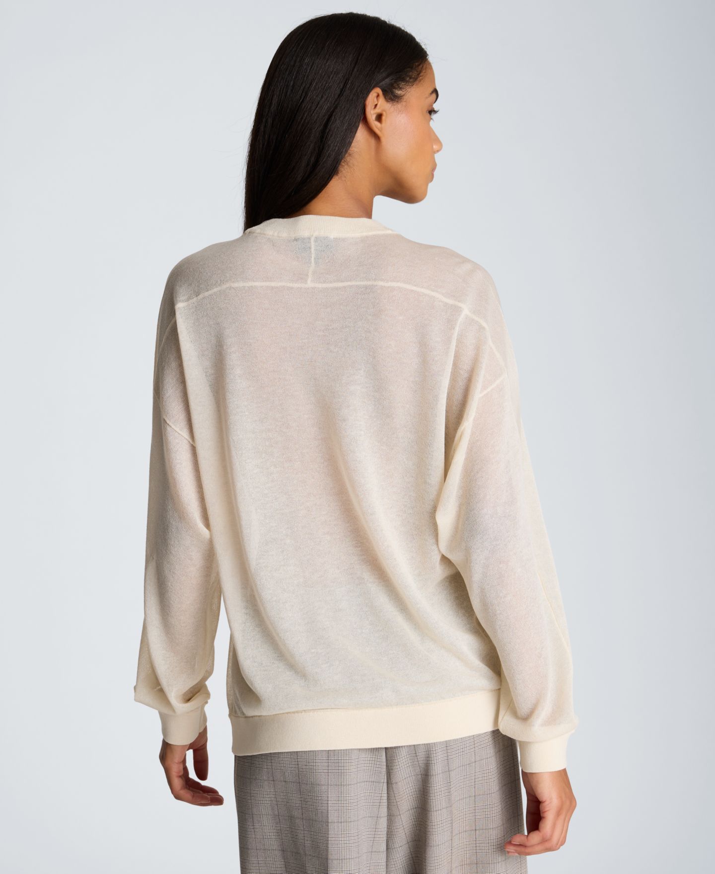 Женский свитшот Kenneth Cole Oversized-Sheer Crewneck, цвет: Устричный — фото 5