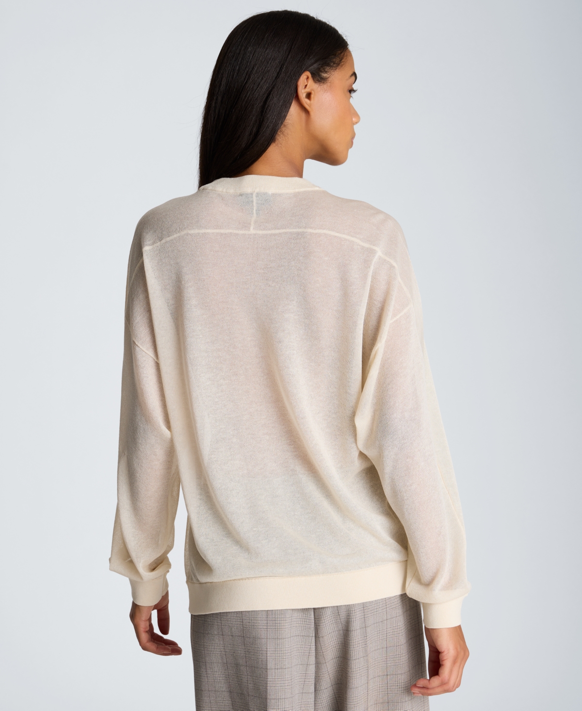 Kenneth Cole Women's Oversized-Sheer Crewneck Sweatshirt