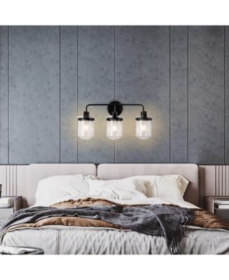 3 Light Clear Glass Shade Modern Industrial Wall Sconce Indoor Fixture for Bathroom Living Room Bedroom Kitchen Sink