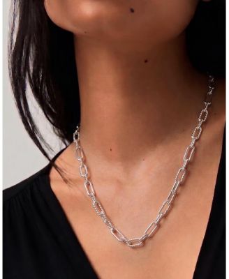 Molten Link Chain Necklace In Silver