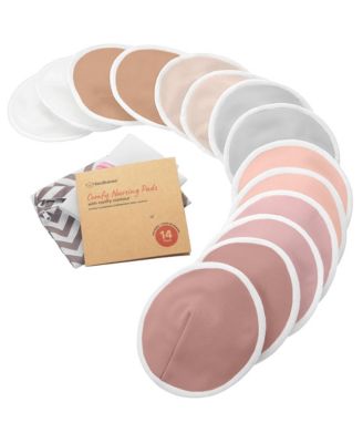 Women's 14pk Organic Nursing Pads, Washable Breast Pads + Wash Bag, Reusable Nipple Pads
