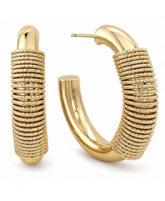 Fine Silver-Plated or 18K Gold-Plated Coil Puff C Hoop Earring