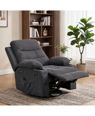 Oversized 360 Degree Swivel Glider Rocker Recliner Chair With Massage and Heating Features, Idea For Living Room, Bedroom