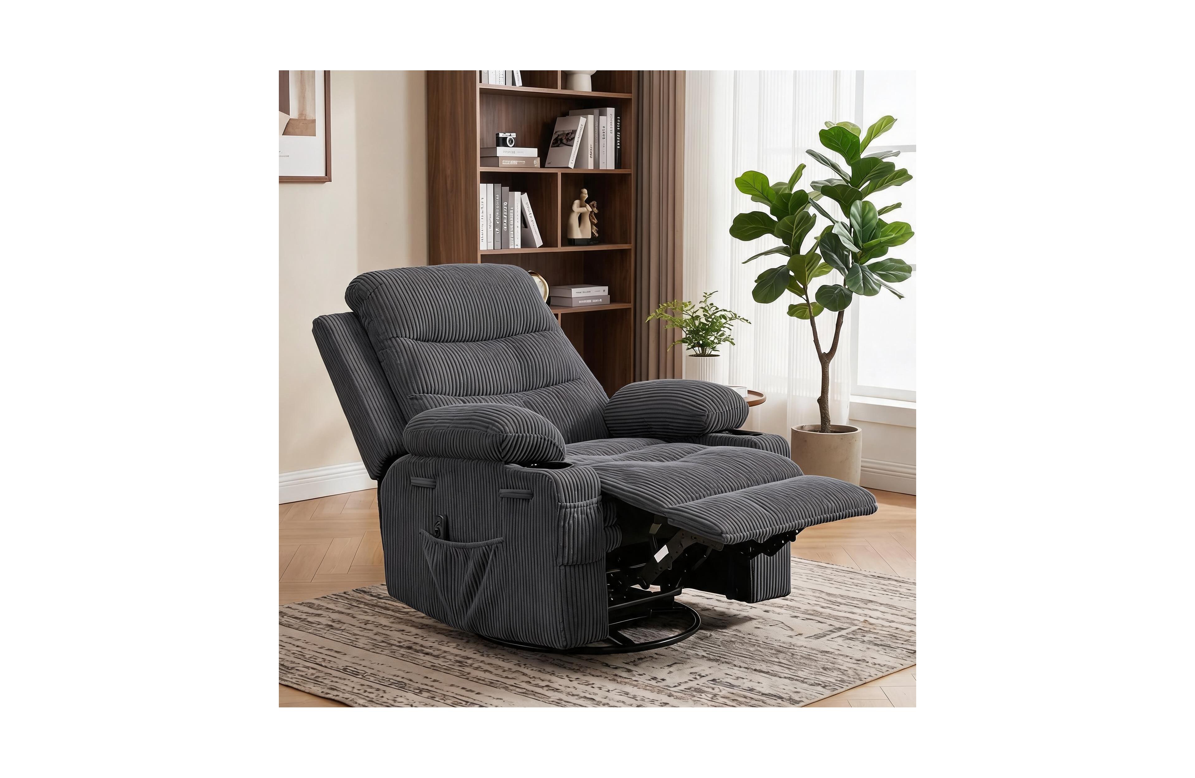 Oversized 360 Degree Swivel Glider Rocker Recliner Chair With Massage and Heating Features, Idea For Living Room, Bedroom