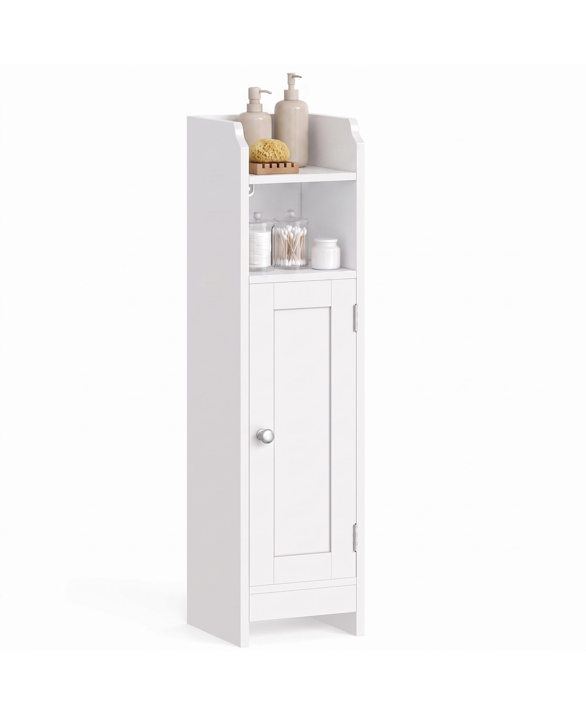 SongmicsHome Corner Bathroom Cabinet with Door and Adjustable Shelves, Narrow Storage Organizer for Toilet Paper