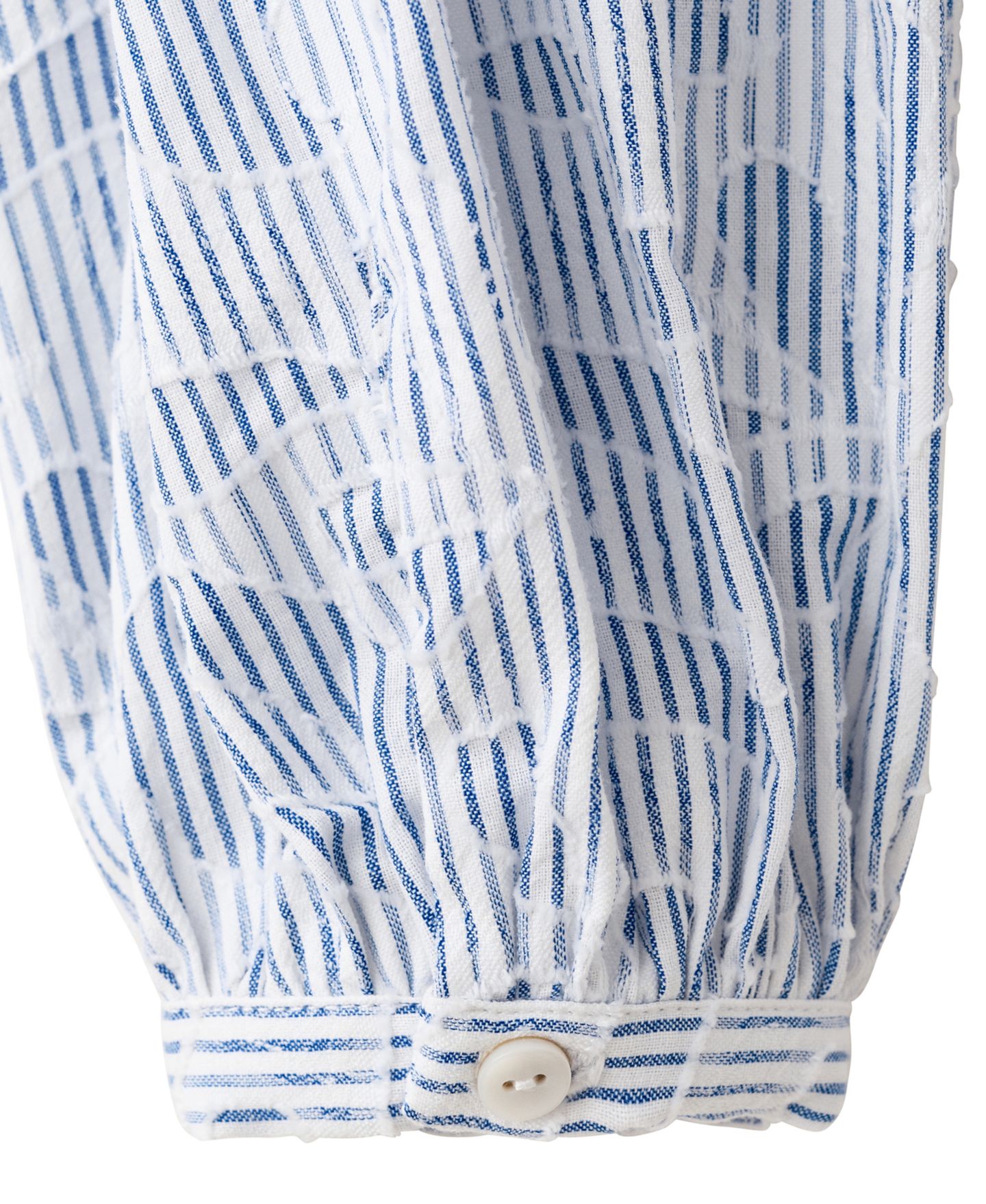 Женская рубашка Mango Puff-Sleeve Embroidered Striped, цвет: Небесно-голубой — фото 2