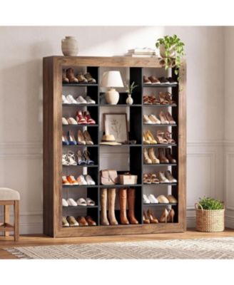 59" Tall Shoe Storage Cabinet, Adjustable Shoe Rack