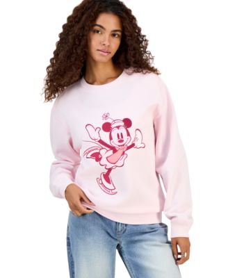Juniors' Skating Mickey Graphic Crewneck Sweatshirt