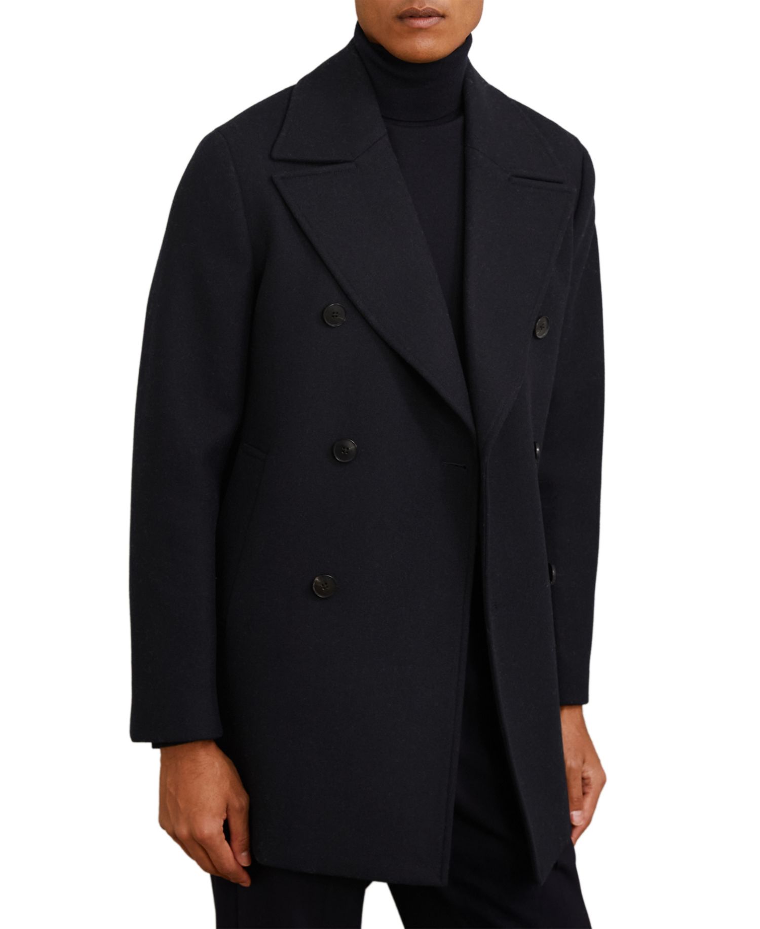 Men's Present Double-Breasted Wool-Blend Regular-Fit Pea Coat