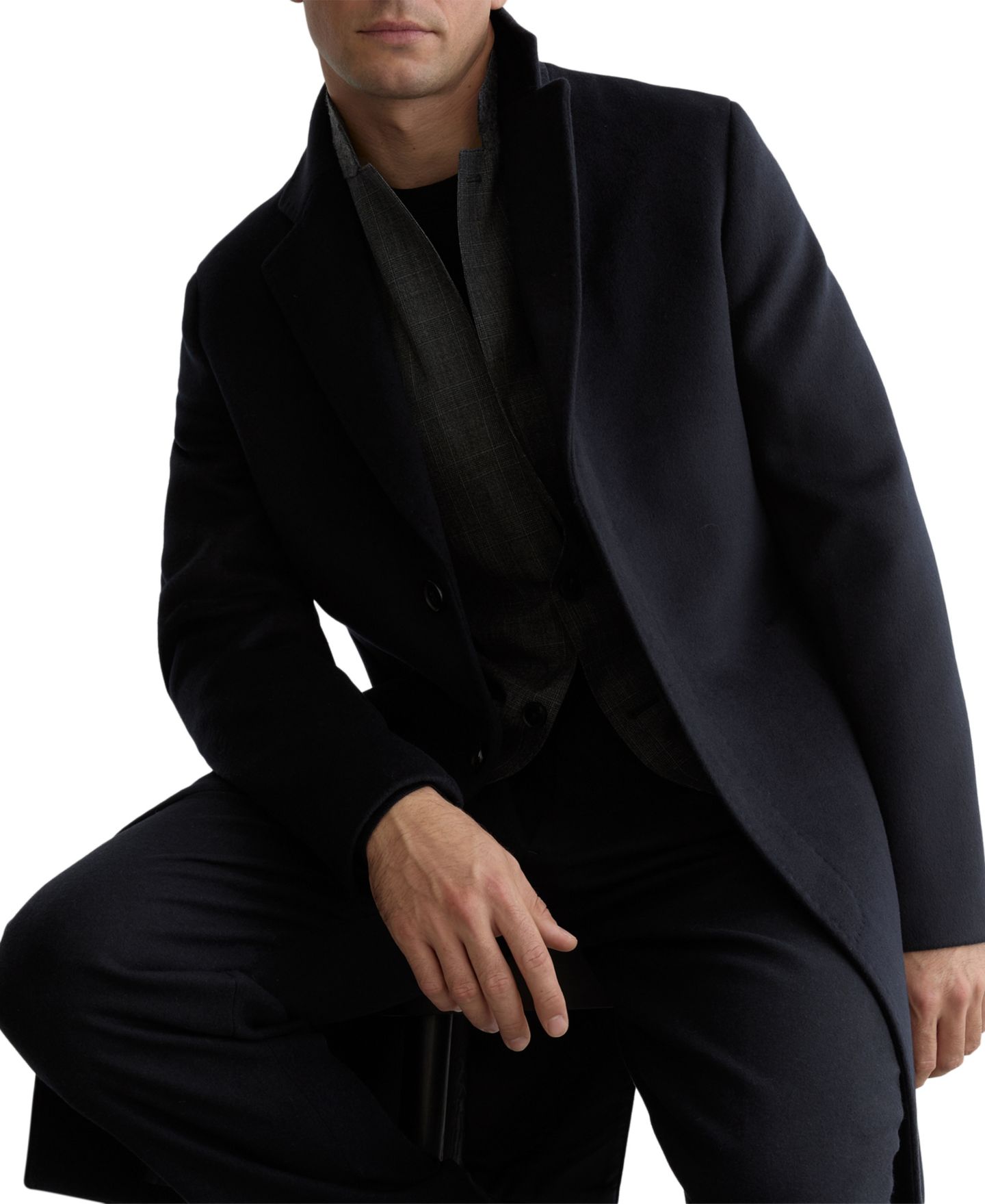 Мужское пальто REISS Empire Wool-Blend Single-Breasted Overcoat, цвет: Тёмно-синий — фото 5
