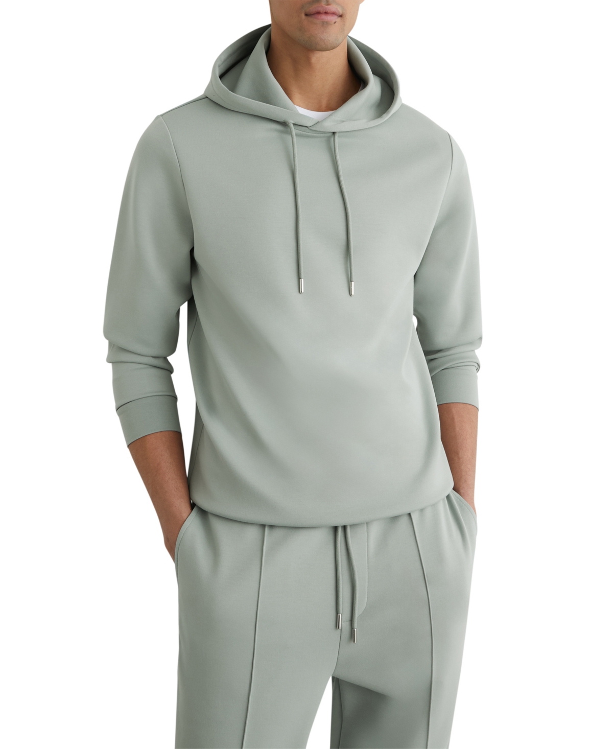 Reiss Men's Fabien Premium Interlock Jersey Drawstring Hood Hoodie
