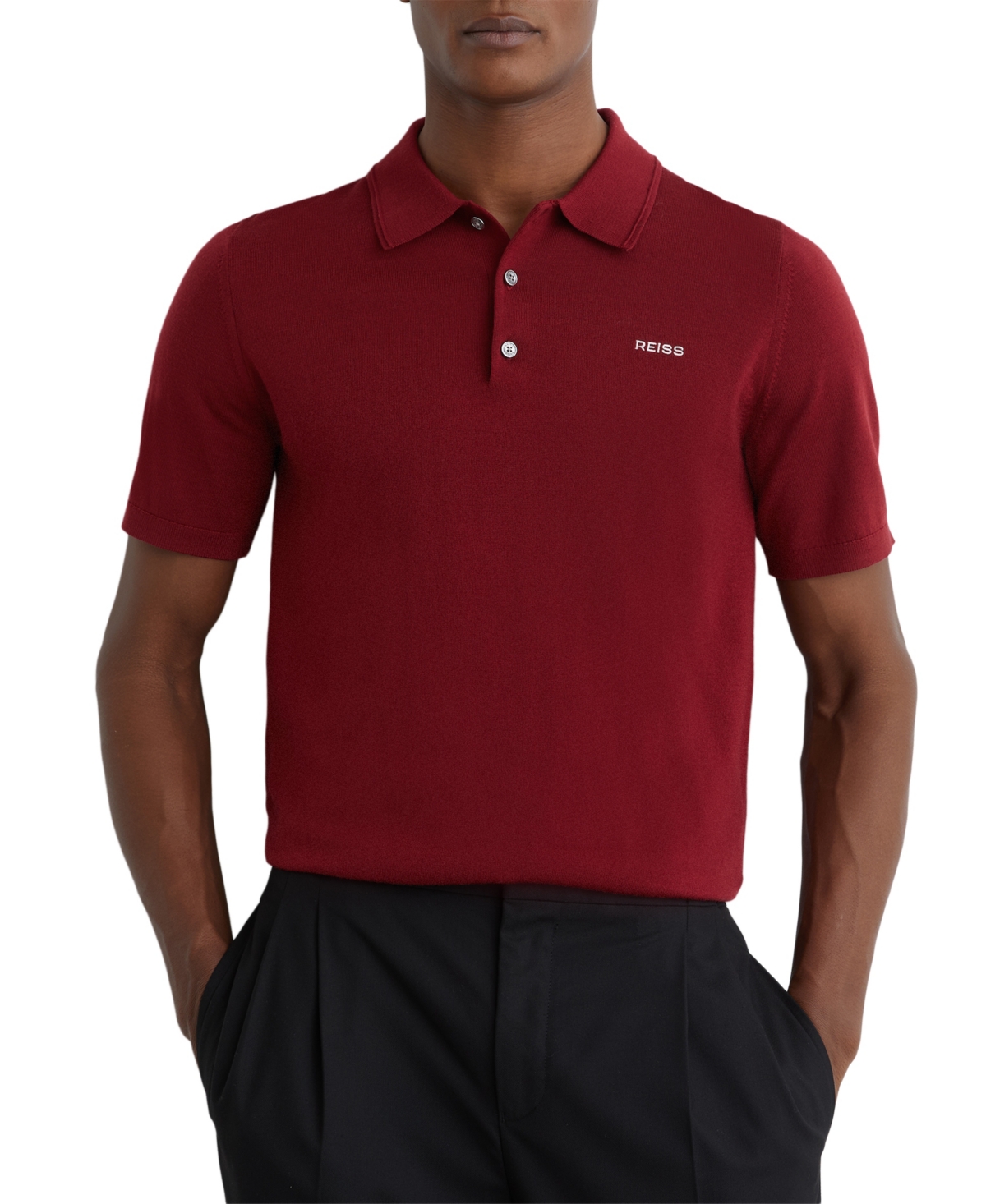 Reiss Men's Albion Slim-Fit Merino Wool Polo Shirt