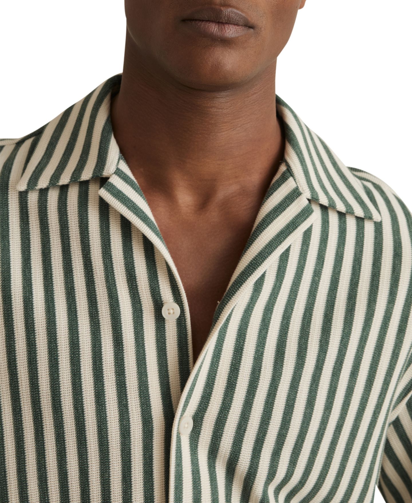 Мужская рубашка REISS Trig Textured Stripe Cuban-Collar, цвет: Зелёный / Белый — фото 5