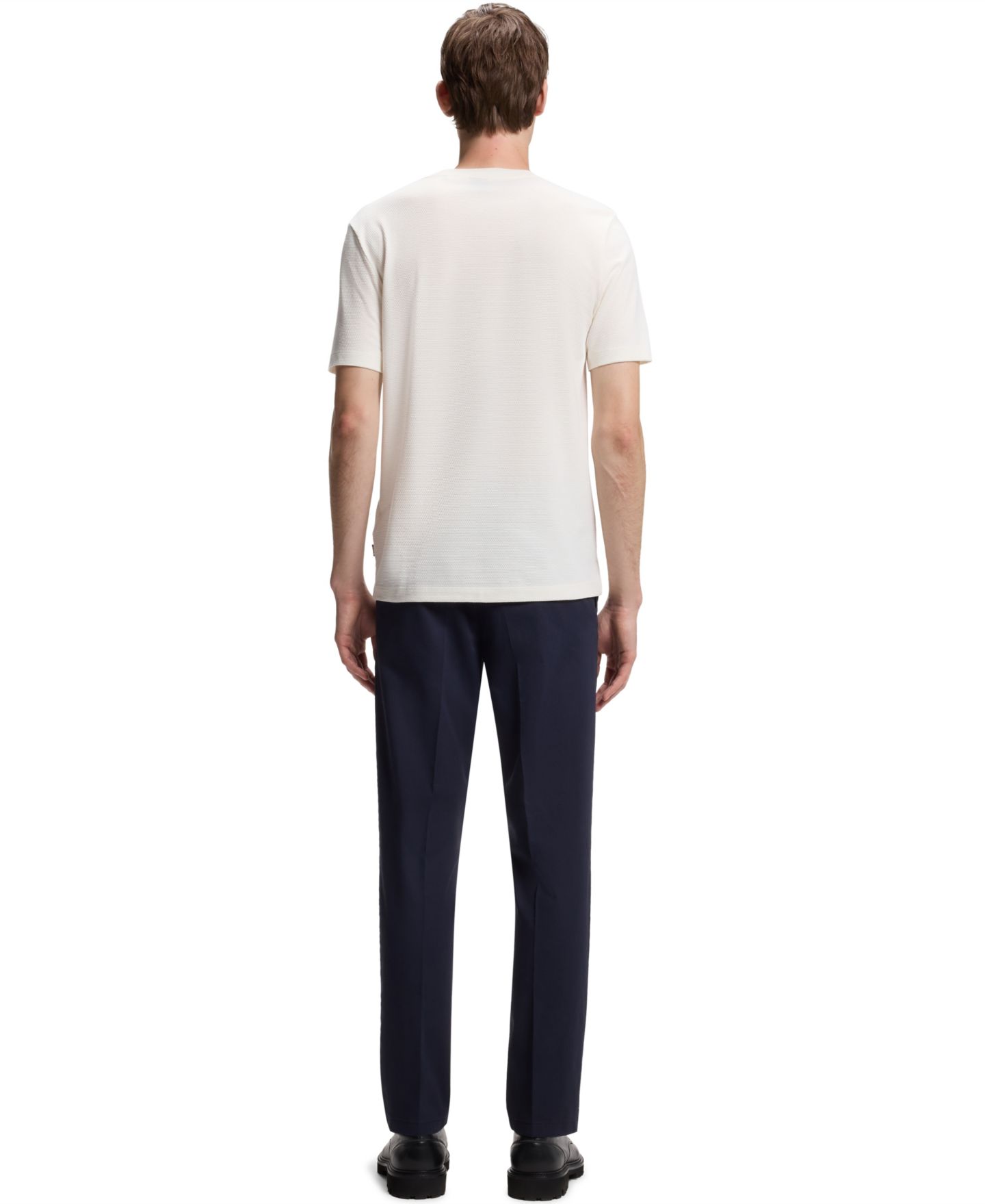 Мужская футболка Hugo Boss Cotton-Blend Bubble-Jacquard Structure, цвет: Чёрный — фото 10